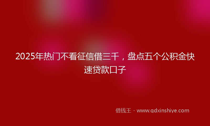 2025年热门不看征信借三千，盘点五个公积金快速贷款口子