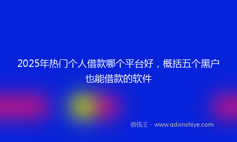 2025年热门个人借款哪个平台好，概括五个黑户也能借款的软件