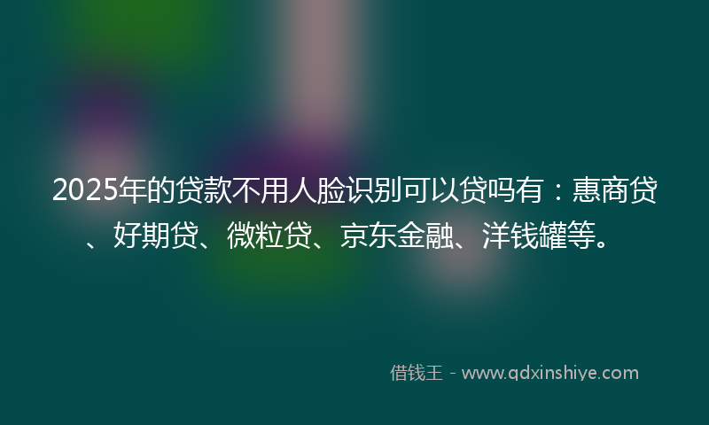 2025年的贷款不用人脸识别可以贷吗有：惠商贷、好期贷、微粒贷、京东金融、洋钱罐等。