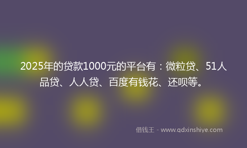 2025年的贷款1000元的平台有：微粒贷、51人品贷、人人贷、百度有钱花、还呗等。
