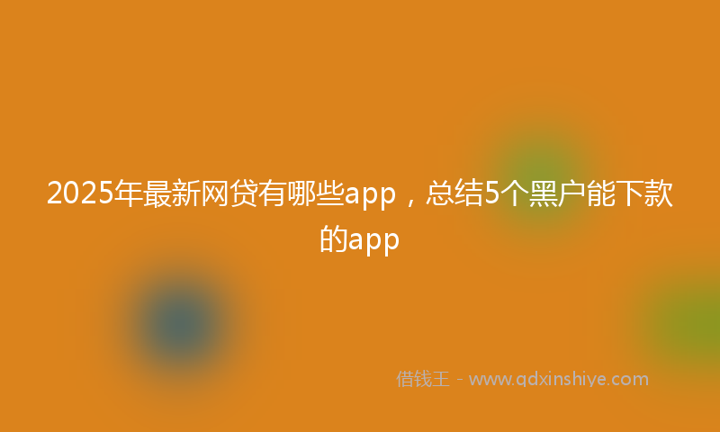 2025年最新网贷有哪些app，总结5个黑户能下款的app