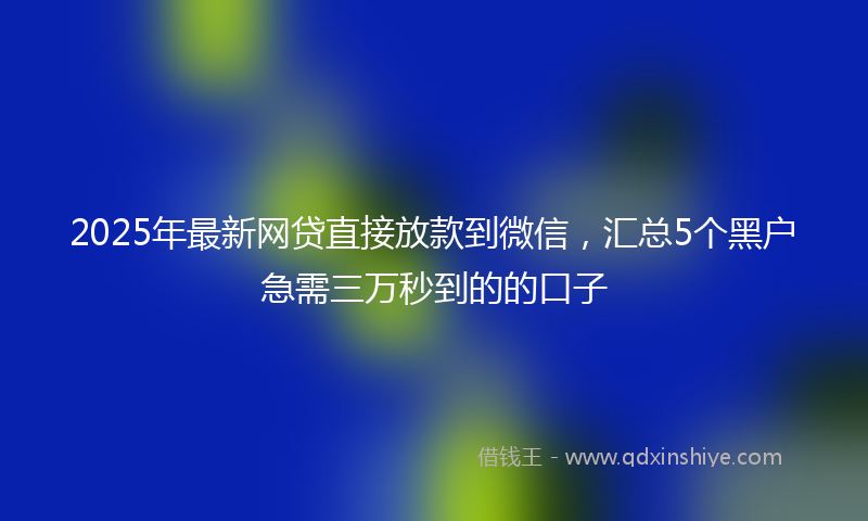 2025年最新网贷直接放款到微信，汇总5个黑户急需三万秒到的的口子