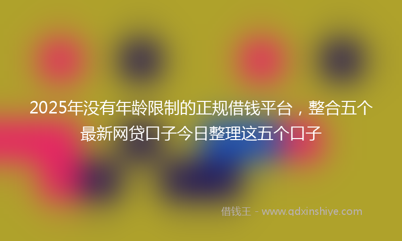 2025年没有年龄限制的正规借钱平台，整合五个最新网贷口子今日整理这五个口子