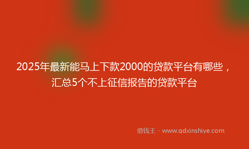 2025年最新能马上下款2000的贷款平台有哪些，汇总5个不上征信报告的贷款平台