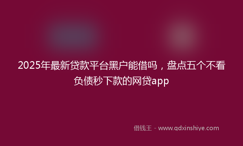 2025年最新贷款平台黑户能借吗，盘点五个不看负债秒下款的网贷app