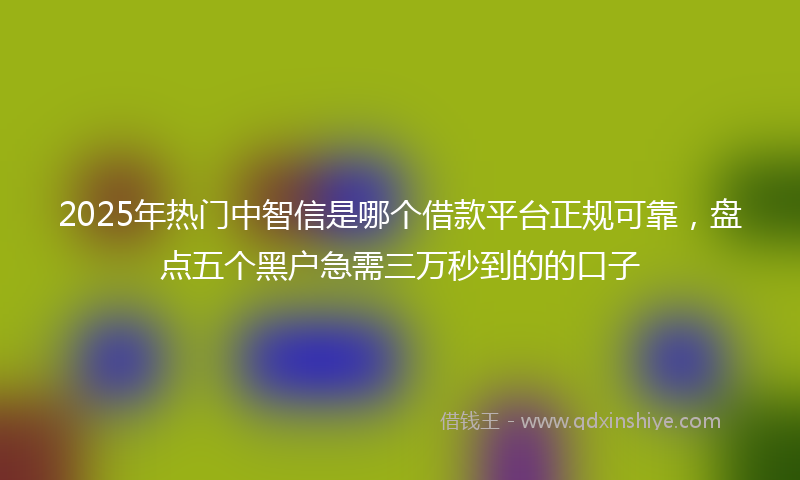 2025年热门中智信是哪个借款平台正规可靠，盘点五个黑户急需三万秒到的的口子