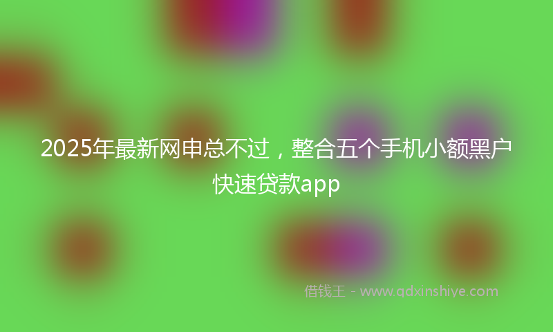 2025年最新网申总不过，整合五个手机小额黑户快速贷款app