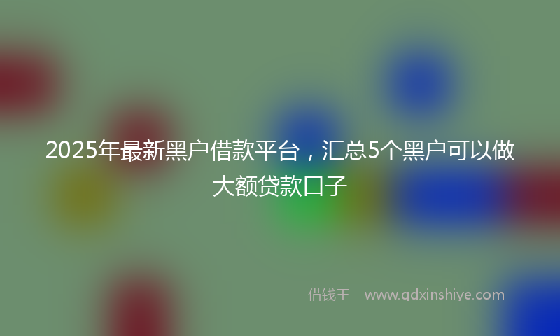 2025年最新黑户借款平台，汇总5个黑户可以做大额贷款口子