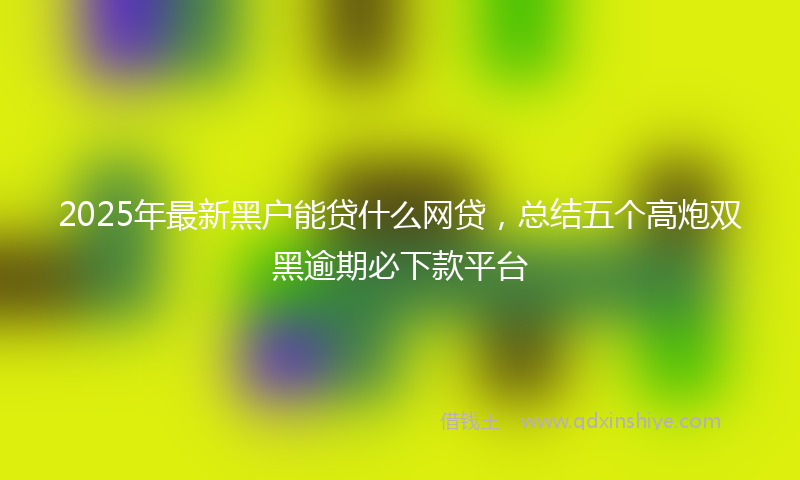 2025年最新黑户能贷什么网贷，总结五个高炮双黑逾期必下款平台