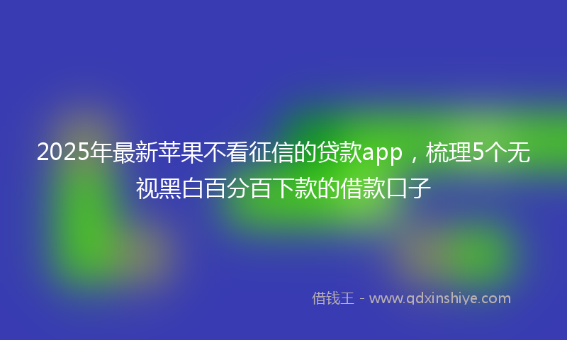 2025年最新苹果不看征信的贷款app，梳理5个无视黑白百分百下款的借款口子