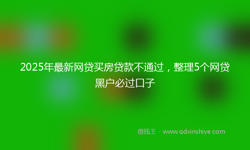 2025年最新网贷买房贷款不通过，整理5个网贷黑户必过口子