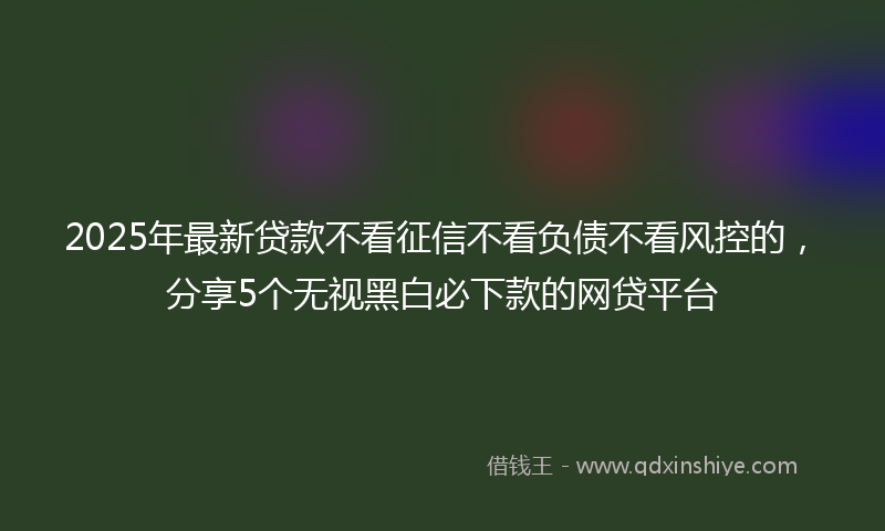 2025年最新贷款不看征信不看负债不看风控的，分享5个无视黑白必下款的网贷平台
