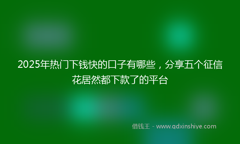2025年热门下钱快的口子有哪些，分享五个征信花居然都下款了的平台