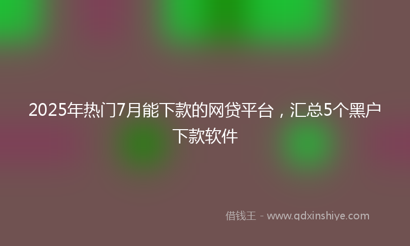 2025年热门7月能下款的网贷平台，汇总5个黑户下款软件