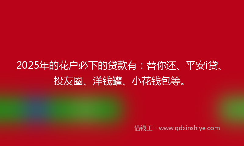 2025年的花户必下的贷款有：替你还、平安i贷、投友圈、洋钱罐、小花钱包等。