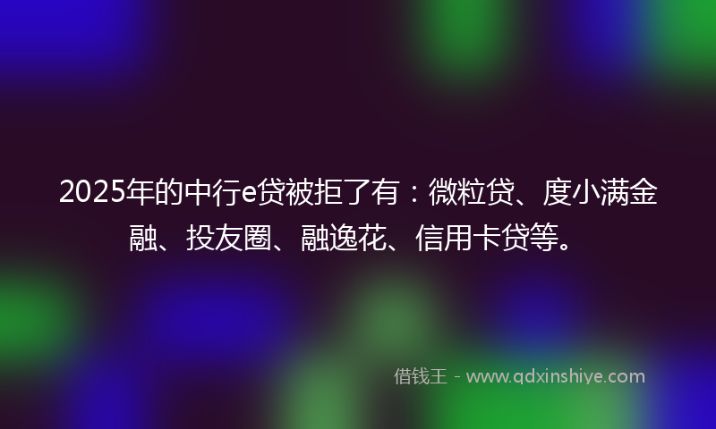 2025年的中行e贷被拒了有：微粒贷、度小满金融、投友圈、融逸花、信用卡贷等。