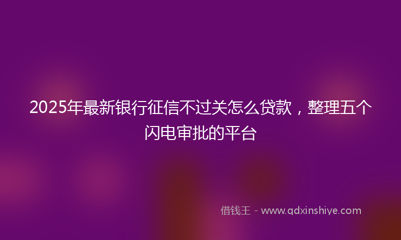 2025年最新银行征信不过关怎么贷款，整理五个闪电审批的平台