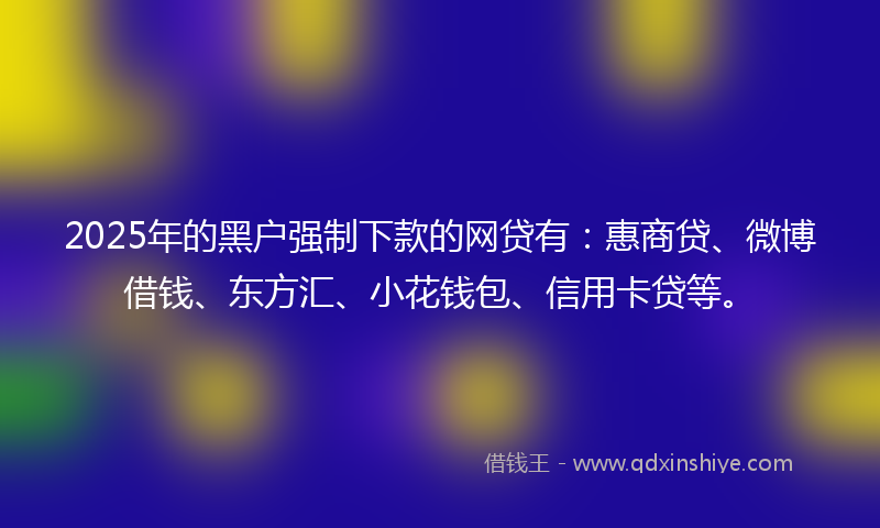 2025年的黑户强制下款的网贷有：惠商贷、微博借钱、东方汇、小花钱包、信用卡贷等。