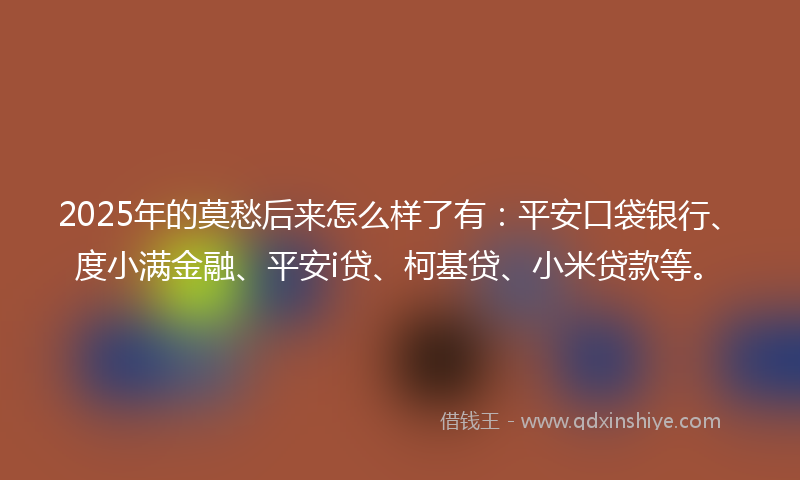2025年的莫愁后来怎么样了有：平安口袋银行、度小满金融、平安i贷、柯基贷、小米贷款等。