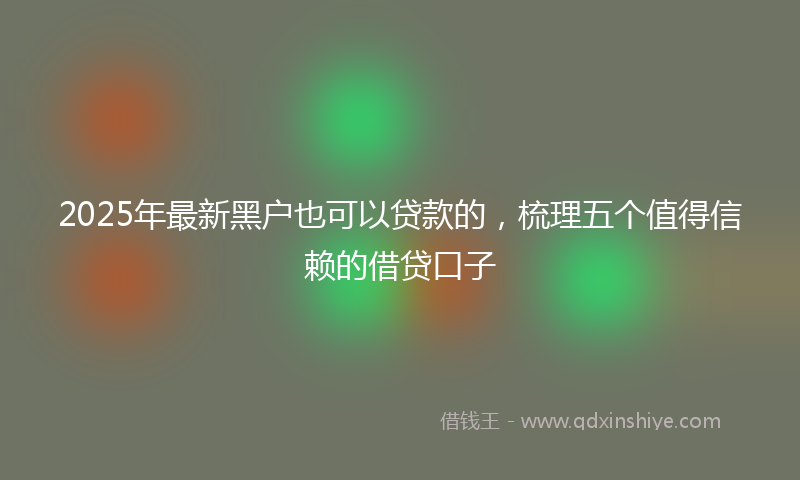 2025年最新黑户也可以贷款的，梳理五个值得信赖的借贷口子