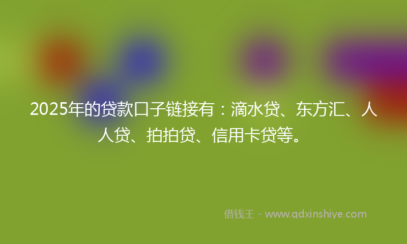2025年的贷款口子链接有：滴水贷、东方汇、人人贷、拍拍贷、信用卡贷等。