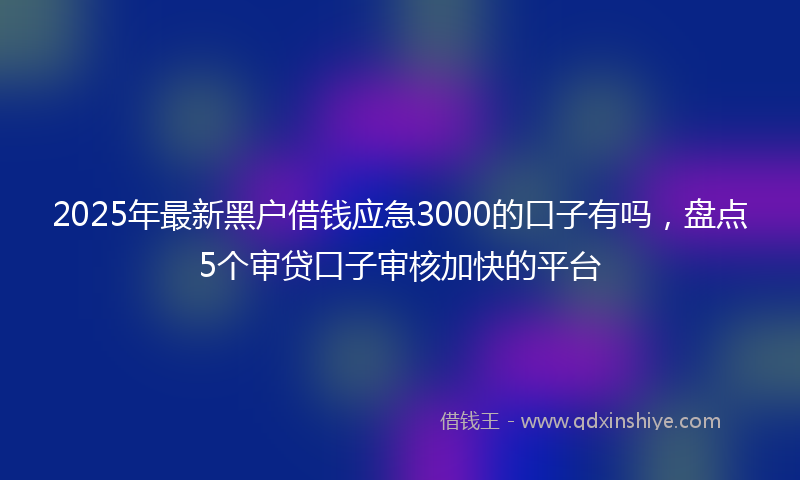 2025年最新黑户借钱应急3000的口子有吗，盘点5个审贷口子审核加快的平台