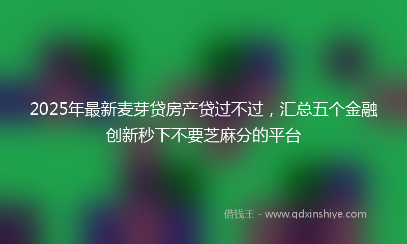 2025年最新麦芽贷房产贷过不过，汇总五个金融创新秒下不要芝麻分的平台