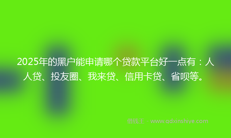 2025年的黑户能申请哪个贷款平台好一点有：人人贷、投友圈、我来贷、信用卡贷、省呗等。