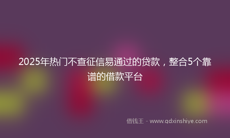 2025年热门不查征信易通过的贷款，整合5个靠谱的借款平台