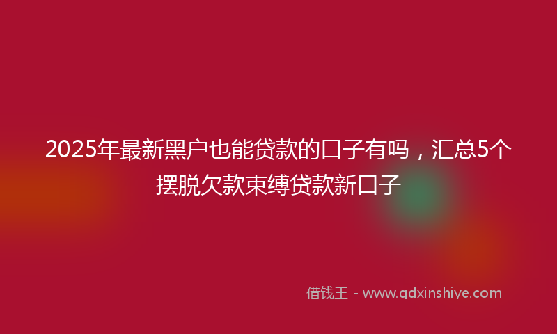 2025年最新黑户也能贷款的口子有吗，汇总5个摆脱欠款束缚贷款新口子