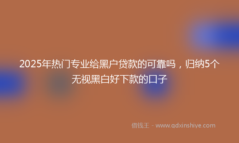 2025年热门专业给黑户贷款的可靠吗，归纳5个无视黑白好下款的口子