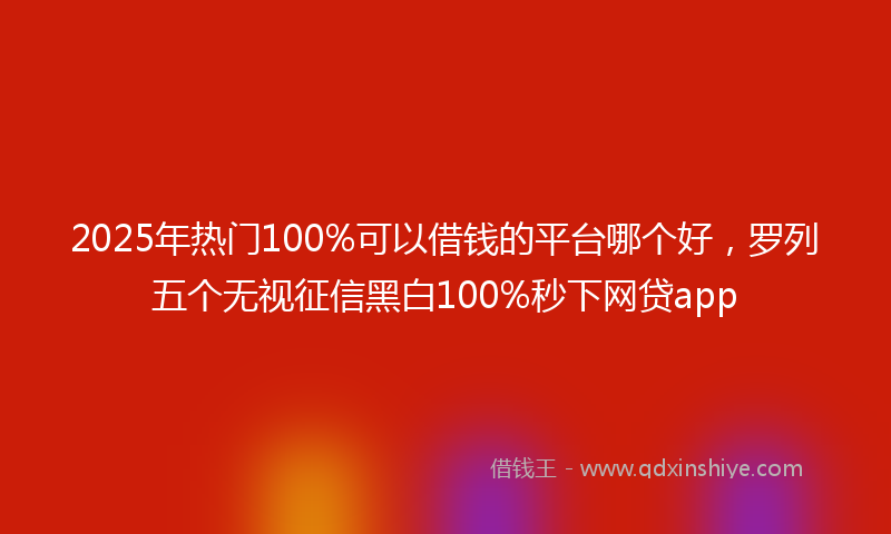 2025年热门100%可以借钱的平台哪个好，罗列五个无视征信黑白100%秒下网贷app