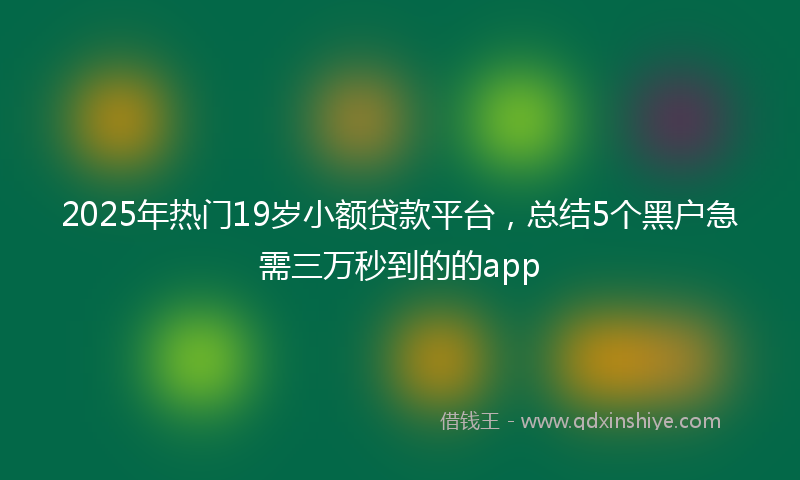 2025年热门19岁小额贷款平台，总结5个黑户急需三万秒到的的app