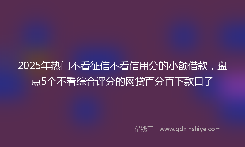 2025年热门不看征信不看信用分的小额借款，盘点5个不看综合评分的网贷百分百下款口子