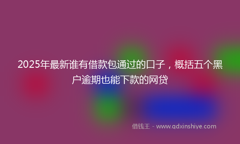 2025年最新谁有借款包通过的口子，概括五个黑户逾期也能下款的网贷