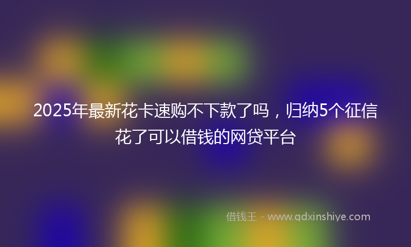 2025年最新花卡速购不下款了吗，归纳5个征信花了可以借钱的网贷平台