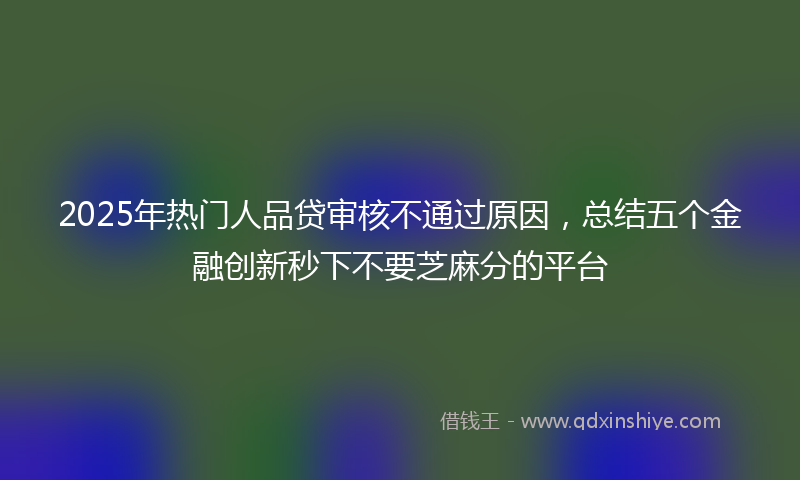 2025年热门人品贷审核不通过原因，总结五个金融创新秒下不要芝麻分的平台
