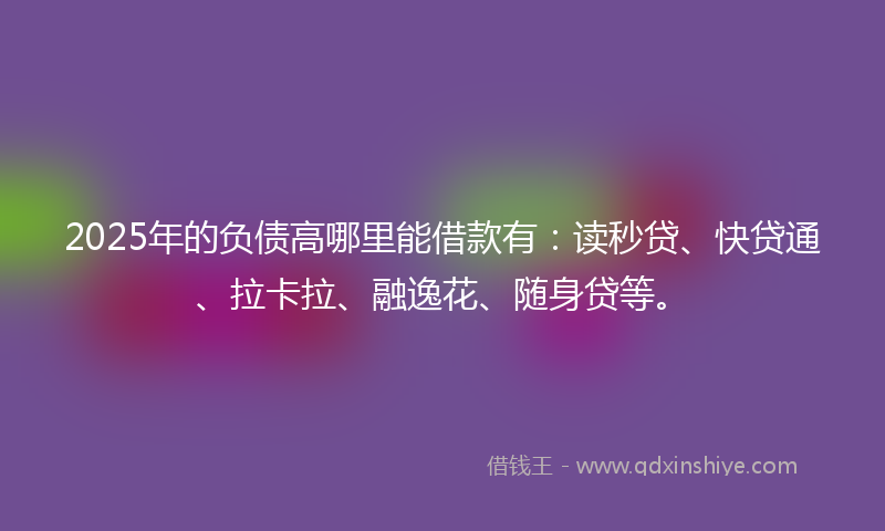 2025年的负债高哪里能借款有：读秒贷、快贷通、拉卡拉、融逸花、随身贷等。
