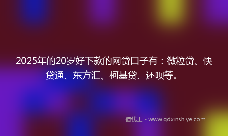 2025年的20岁好下款的网贷口子有：微粒贷、快贷通、东方汇、柯基贷、还呗等。
