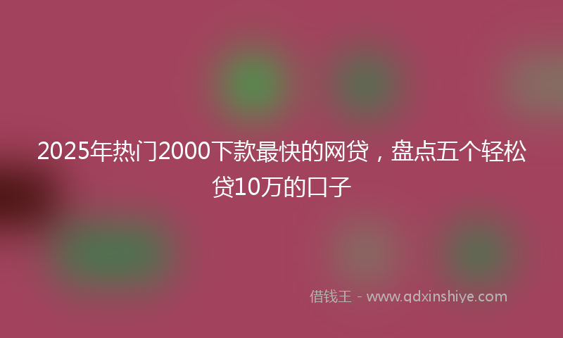 2025年热门2000下款最快的网贷，盘点五个轻松贷10万的口子