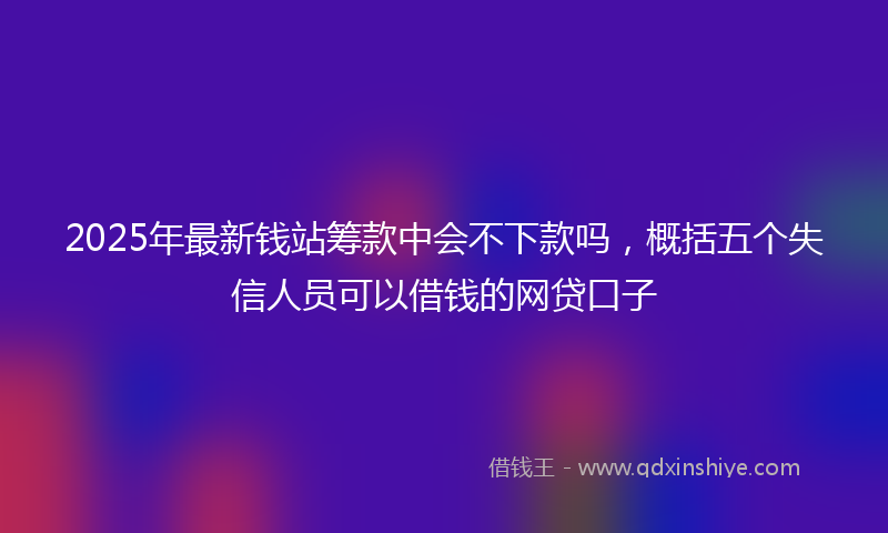 2025年最新钱站筹款中会不下款吗，概括五个失信人员可以借钱的网贷口子