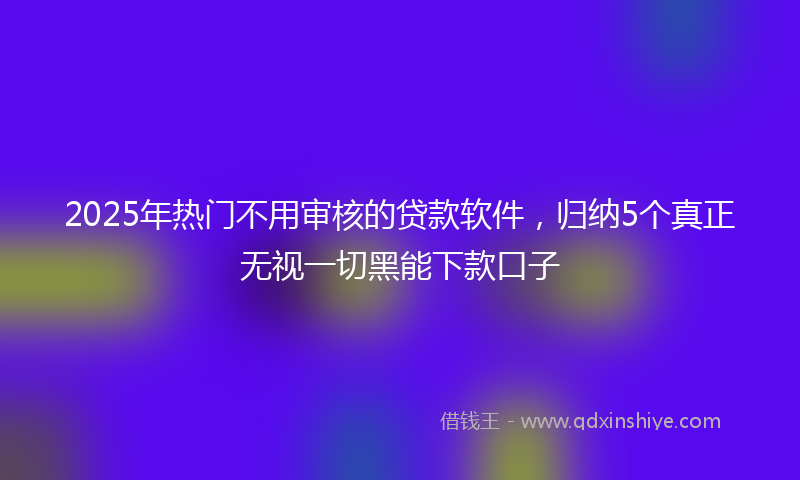 2025年热门不用审核的贷款软件，归纳5个真正无视一切黑能下款口子