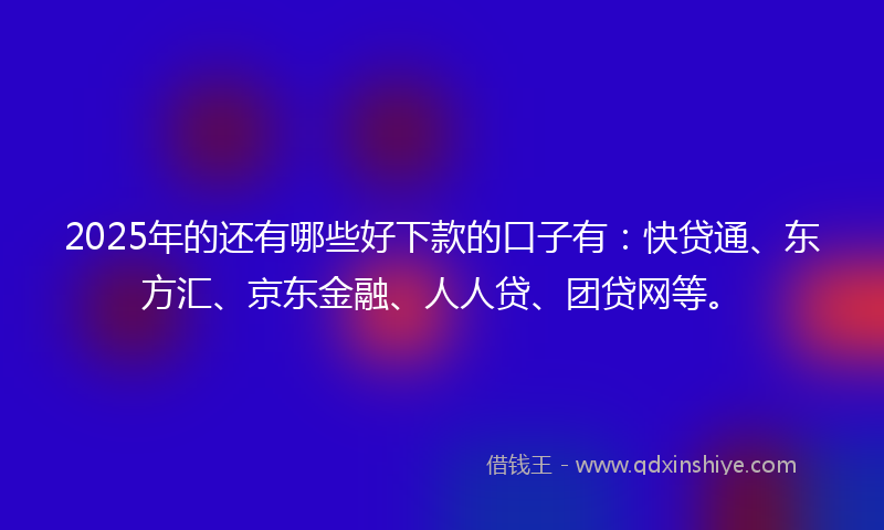 2025年的还有哪些好下款的口子有：快贷通、东方汇、京东金融、人人贷、团贷网等。