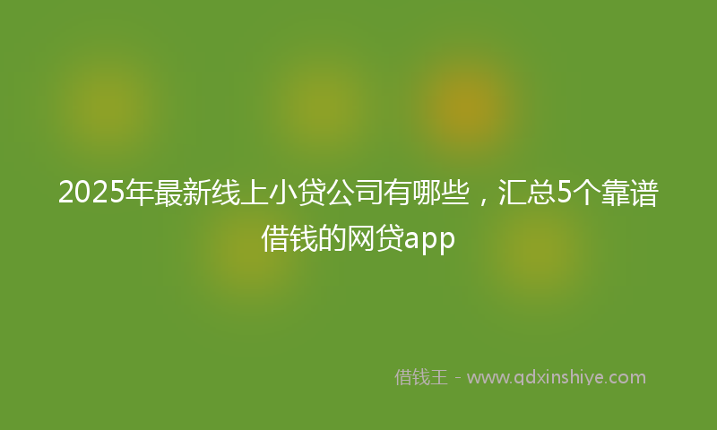 2025年最新线上小贷公司有哪些，汇总5个靠谱借钱的网贷app