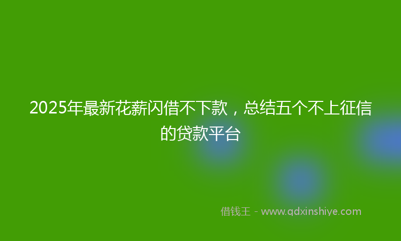 2025年最新花薪闪借不下款，总结五个不上征信的贷款平台