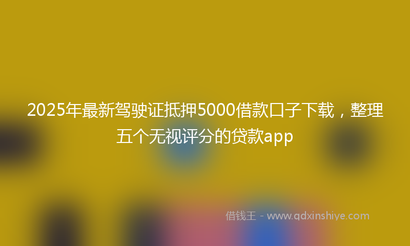 2025年最新驾驶证抵押5000借款口子下载，整理五个无视评分的贷款app