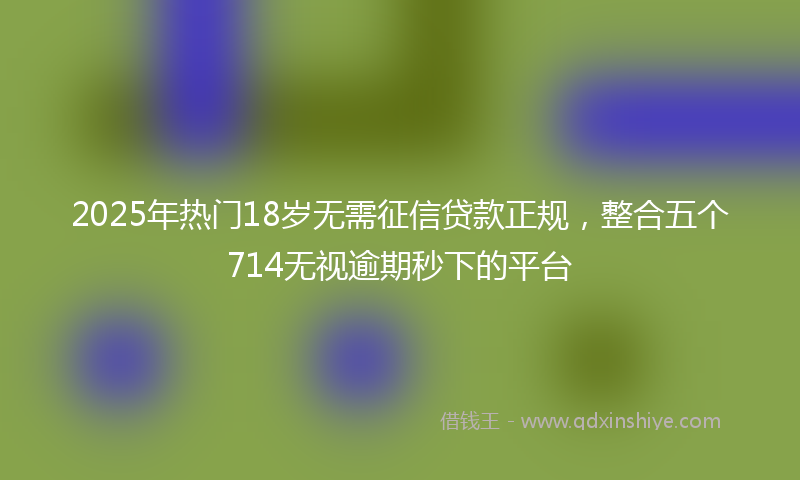 2025年热门18岁无需征信贷款正规，整合五个714无视逾期秒下的平台