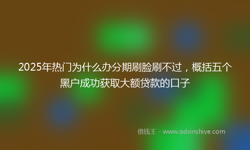 2025年热门为什么办分期刷脸刷不过，概括五个黑户成功获取大额贷款的口子