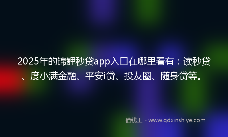 2025年的锦鲤秒贷app入口在哪里看有：读秒贷、度小满金融、平安i贷、投友圈、随身贷等。