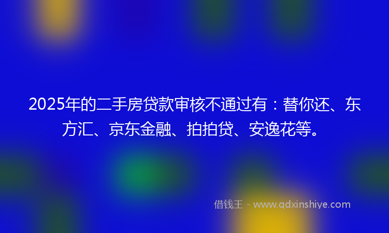 2025年的二手房贷款审核不通过有：替你还、东方汇、京东金融、拍拍贷、安逸花等。